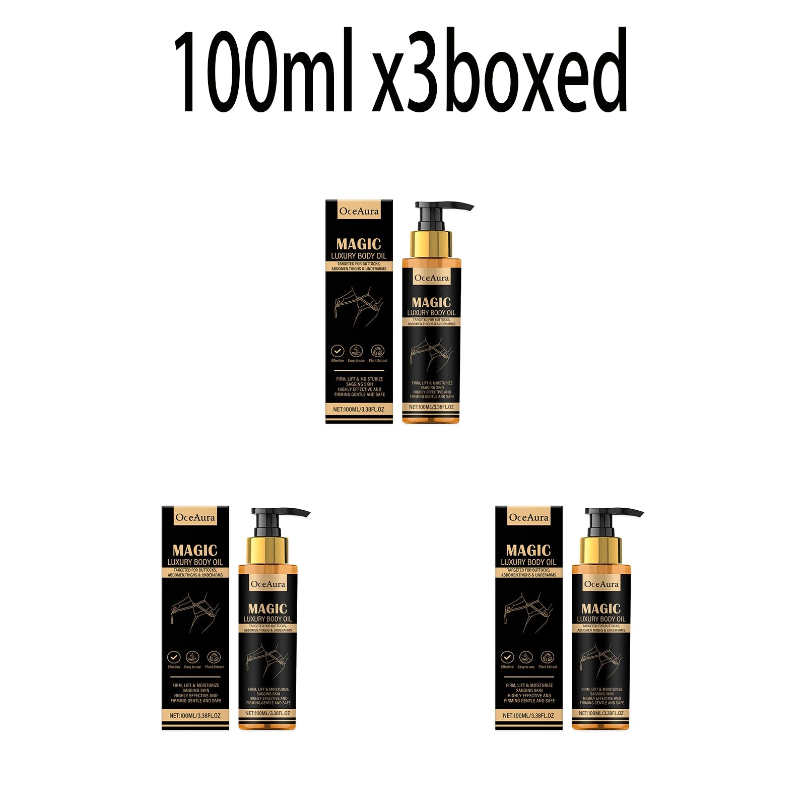 Magic Luxury Body Oil Firming Lift Skin Remove Fine Lines Anti Dryness Improve Sagging Smooth Moisturizing Massage Essential Oil Oasis Select 100ml x3boxed