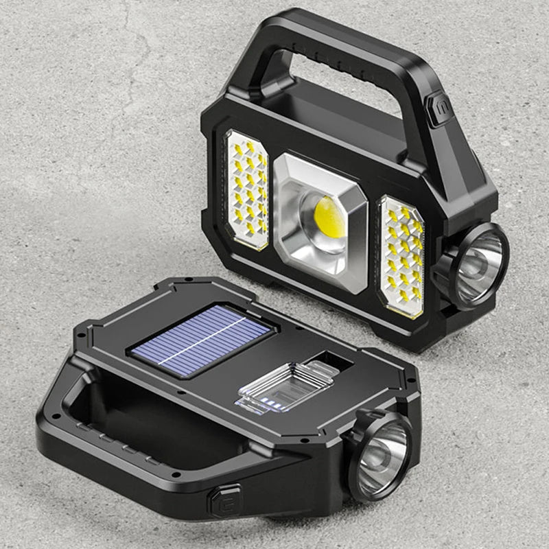 Solar Rechargeable Flashlight Zoomable Waterproof COB LED Torch Brightly Light Portable Powerful Lantern for Camping Oasis Select