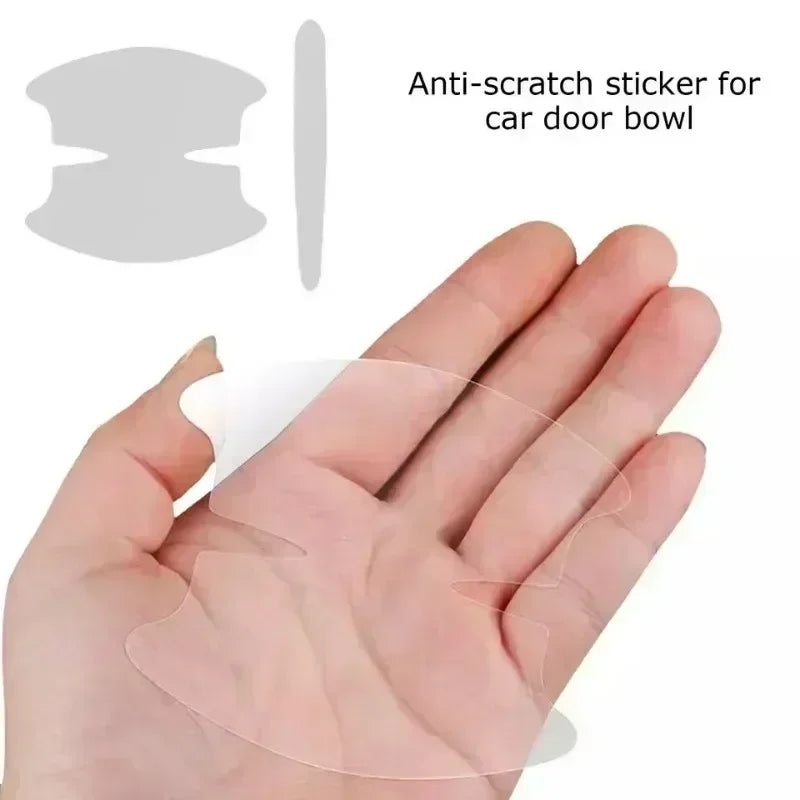 8PCS Universal Car Door Handle Bowl Scratch Protective Stickers Transparent Car Handle Anti-collision Protection Strip Oasis Select