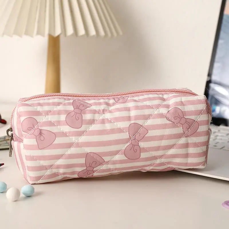 Sweet Cute Bow Floral Cherry Pencil Case Portable Large Capacity Student Stationery Storage Bag Pen Bag Girly Cosmetic Bag Gifts Oasis Select A3