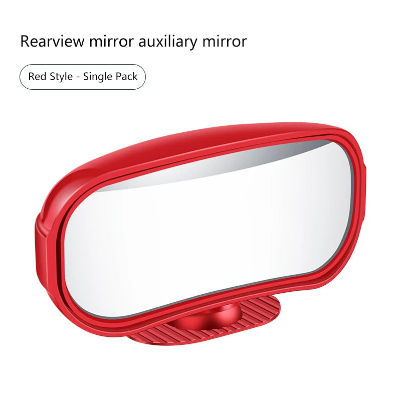 1PC Car Mirror Auxiliary Rear View Mirror Wide Angle Side Rear Mirrors Reverse Blind Spot 360° Adjustable Car Accessories Oasis Select Red