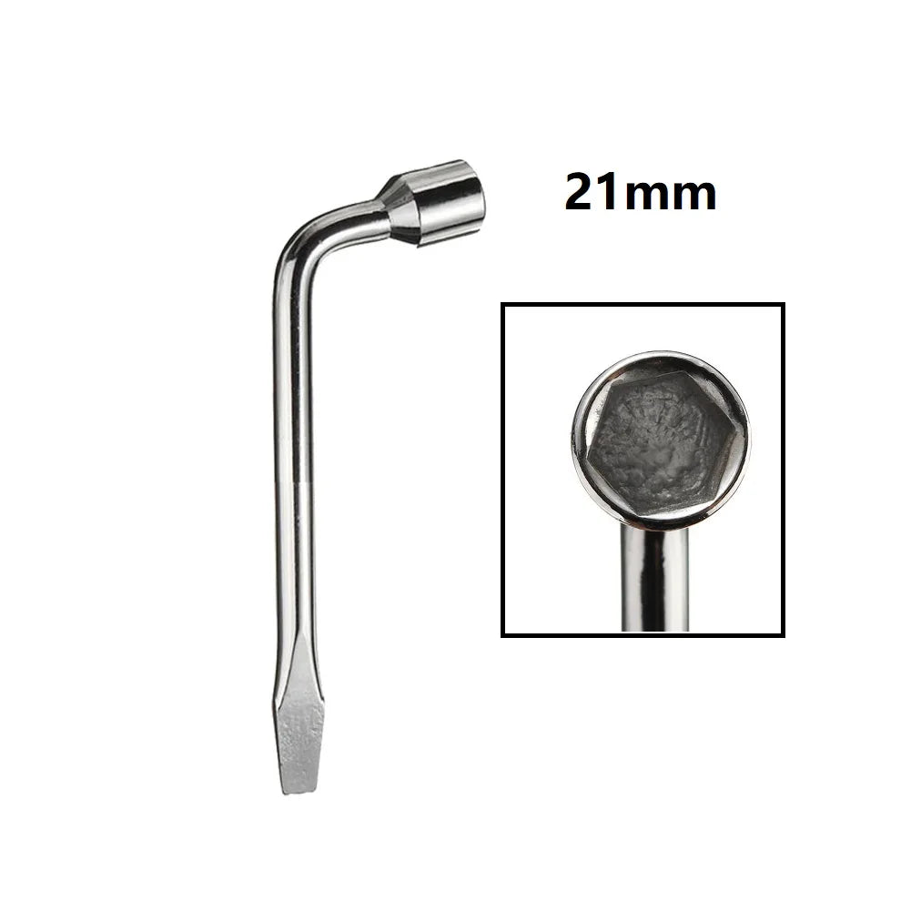 17/19/21mm Car Spare Tire Lug Wrench L Type Hexagonal Head Heavy Duty Lug Hex Nut Bolt Socket Spanner Car Hand Tool Oasis Select 21mm