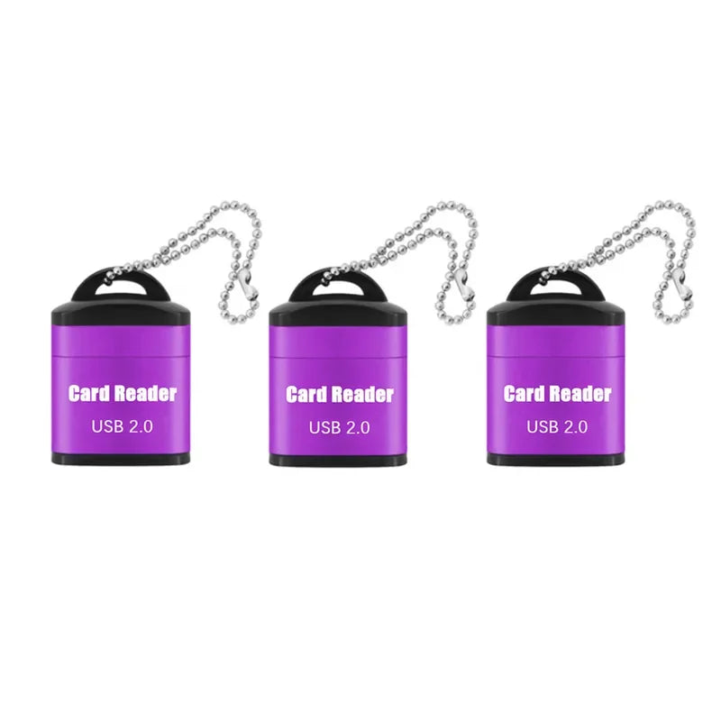 Mini High Speed USB 2.0 Card Reader TF Memory Card Adapter For Computer Desktop Laptop Notebooks USB Cartridge Oasis Select Purple 3pcs