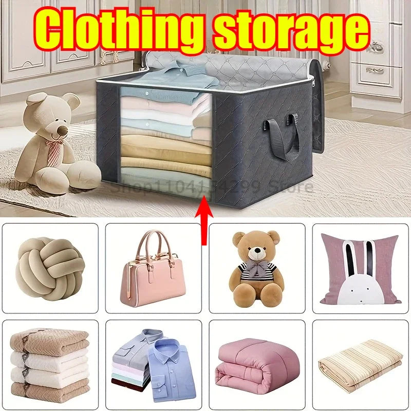 Blanket Storage Closet Organizers and Storages Clothes Storage Bag Foldable Storages Bin Sturdy Sewn By 3 Layers Fabrics Oasis Select