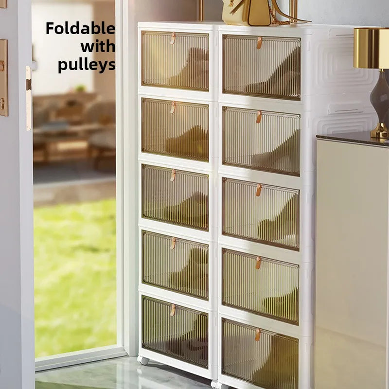 Transparent folding shoe box storage box installation-free artifact shoe rack dust-proof dormitory assembly plastic simple shoe Oasis Select