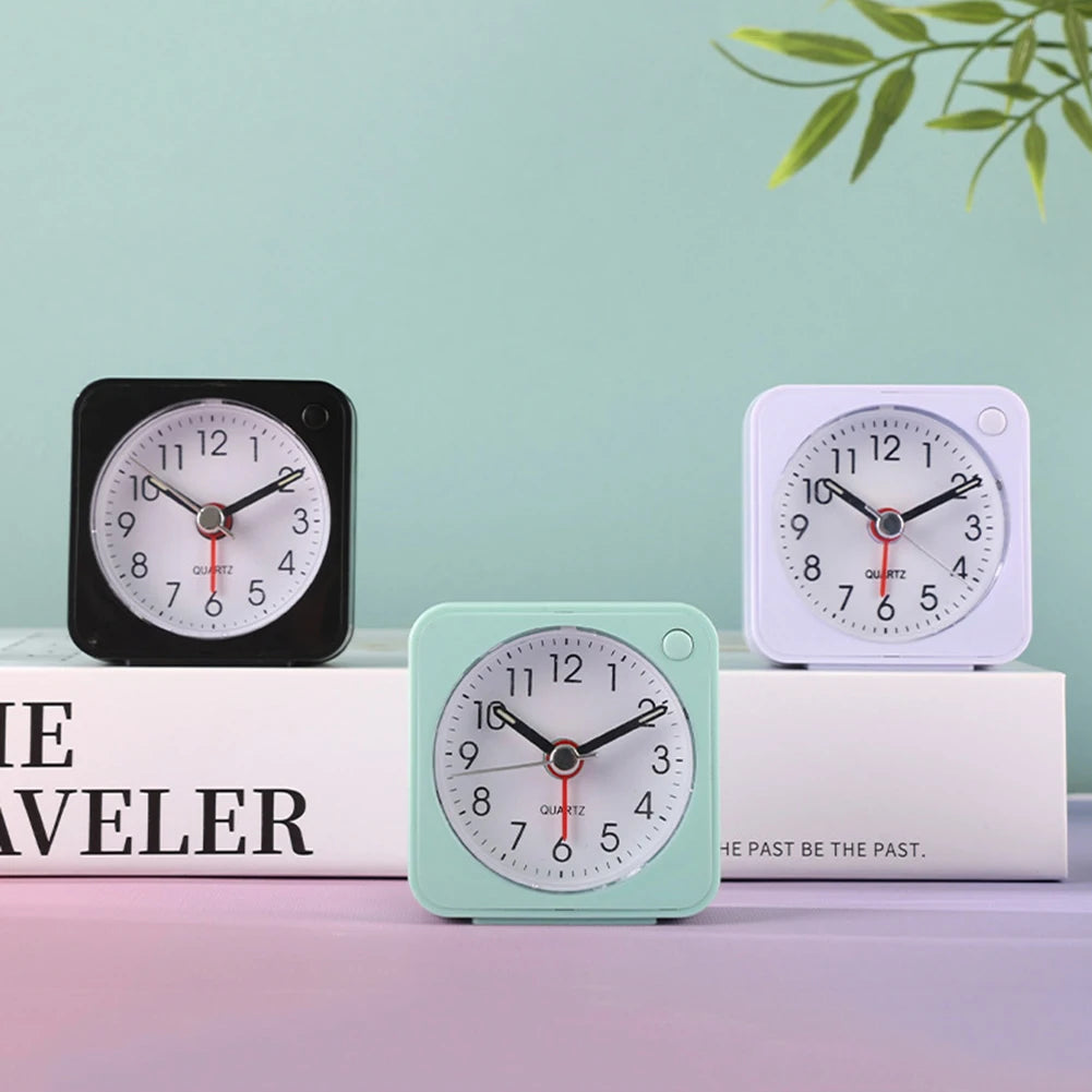 Mini Square Travel Alarm Clock – Silent, Compact & Night Light