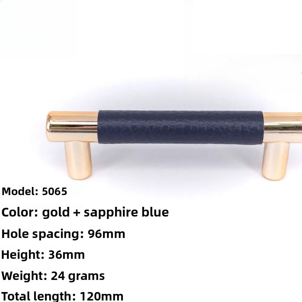 Dooroom Brass Furniture Handles Real Leather Nordic Simple Pulls Cupboard Wardrobe Dresser Shoe Box Drawer Wine Bar Cabinet Knob