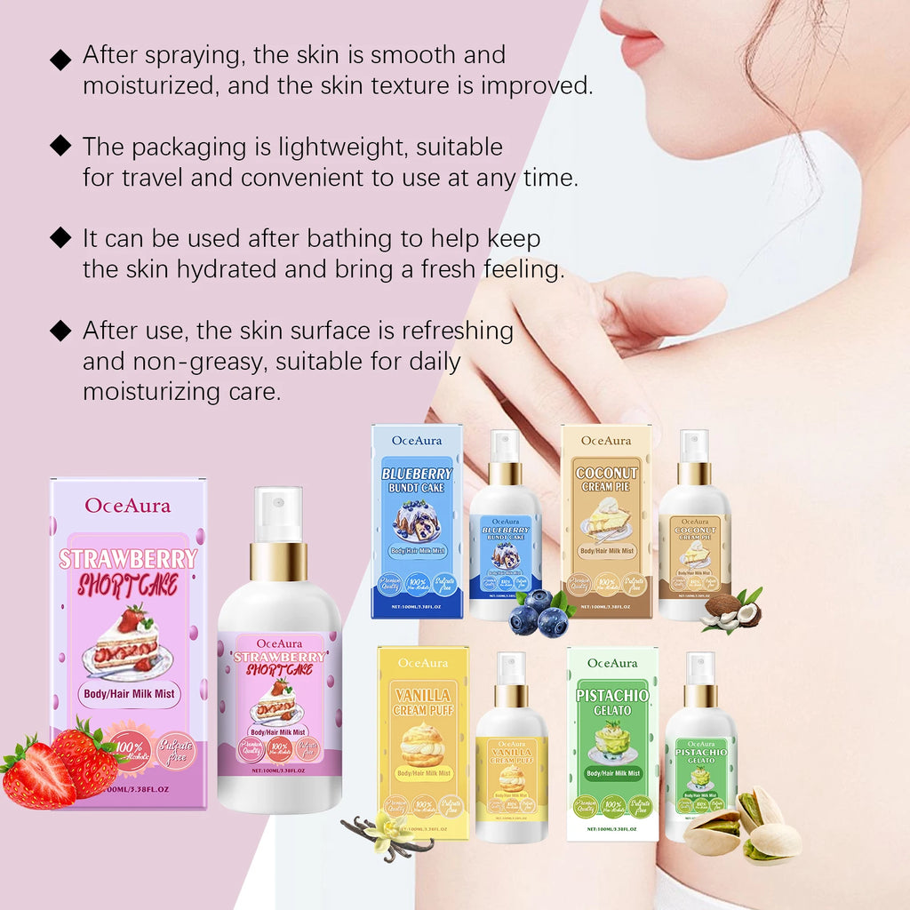 Strawberry Body Spray Lasting Aroma Moisturizing Soothing Various Flavors Sweet Fresh Opposite Sex Body Massage Spray 100ml Oasis Select