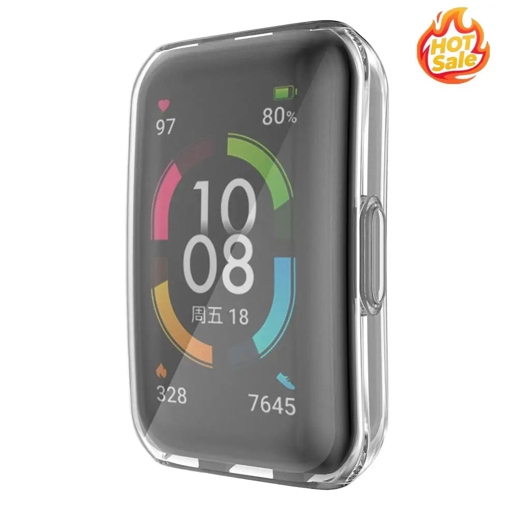 Edge Protective Shell Anti-Scratch PTPU Full Screen Protector Case rotective Bumper Shell for Huawei Band7/Honor Band6 Oasis Select