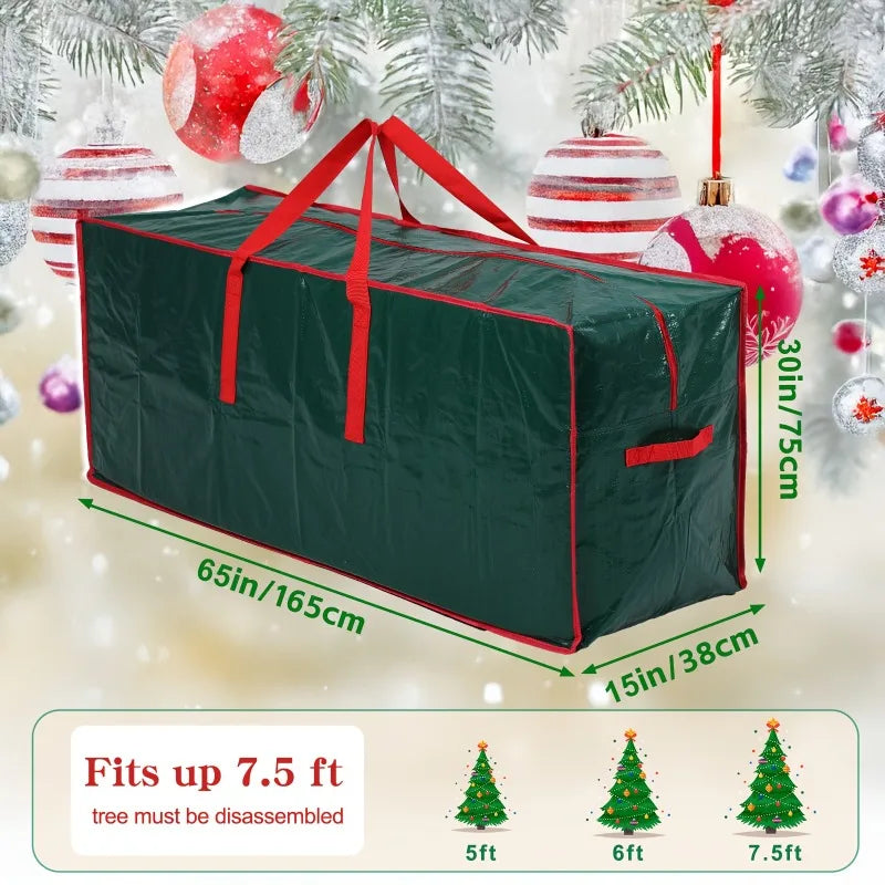 Christmas Tree Storage Bag for Up to 228.6cm Disassembled Trees with Reinforced Handles & Dual Zipper Dust & Moisture Protection Oasis Select 165cm green