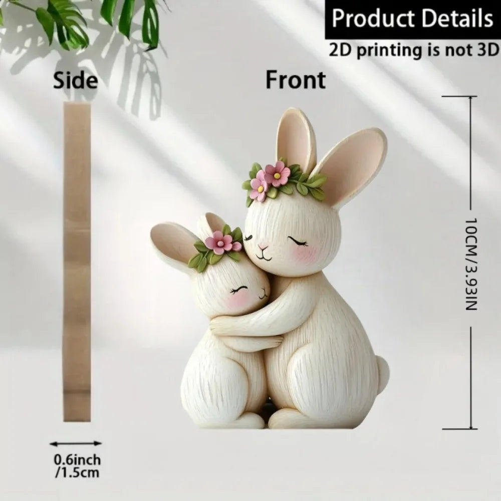 2D Flat Cat Wooden Kitten Dog Couple Sculpture Rabbit Enthusiast Gift Light and Dark Wood Grain Desktop Home Decoration New Oasis Select F
