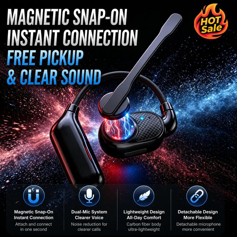 BT Earhook Earphones Built-in Microphone Open Ear Wireless Earpiece Type-C Charging Lightweight for Music Travel Business Office Oasis Select