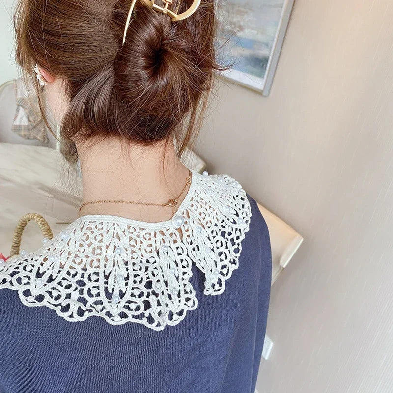 Detachable Lace Doll Collar with Pearl Shoulder Decoration Detachable Lace Collar Oasis Select