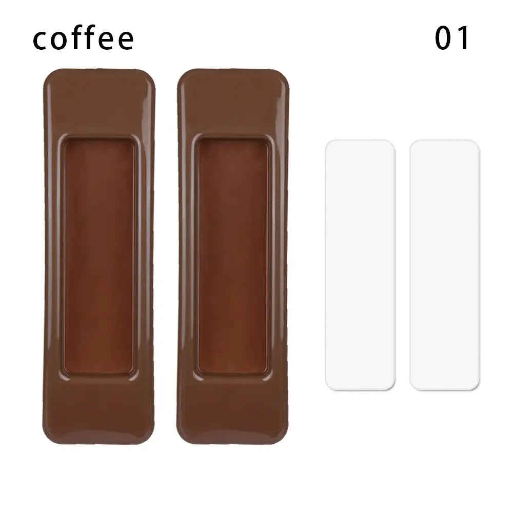 2Pcs Window Cabinet Drawer Organizer Wardrobe Handle Self-adhesive Door Handle Paste Open Sliding Door Knob Auxiliary Device Oasis Select coffee-1
