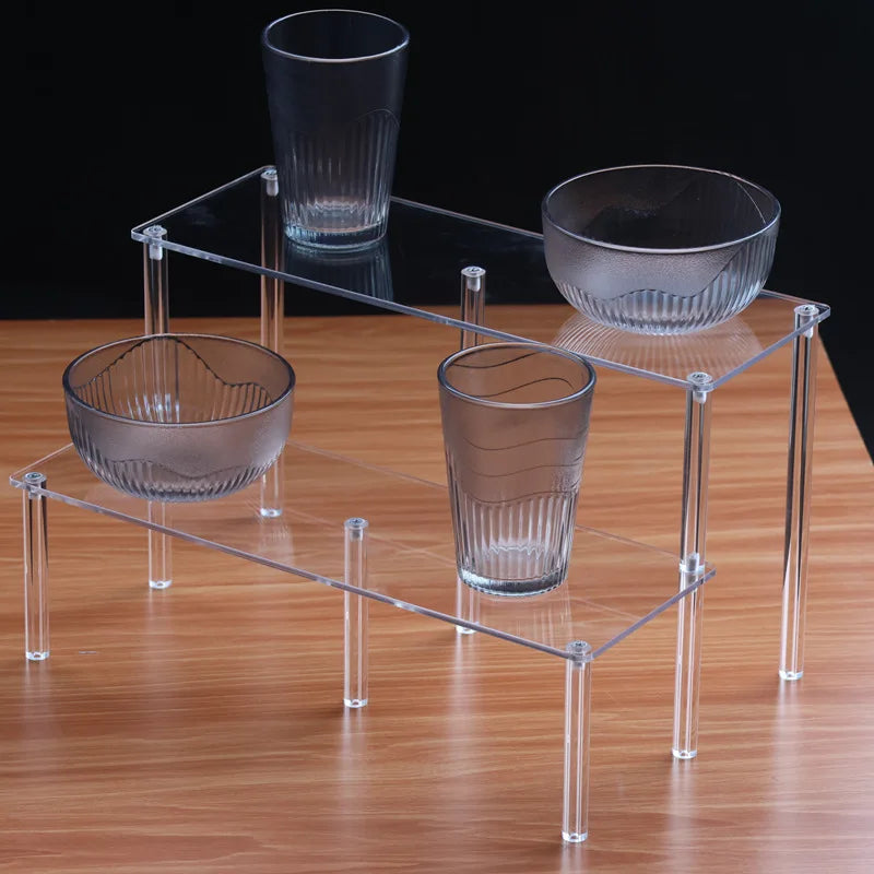 Acrylic Staircase Cup & Teapot Display Rack | Multi-Layer