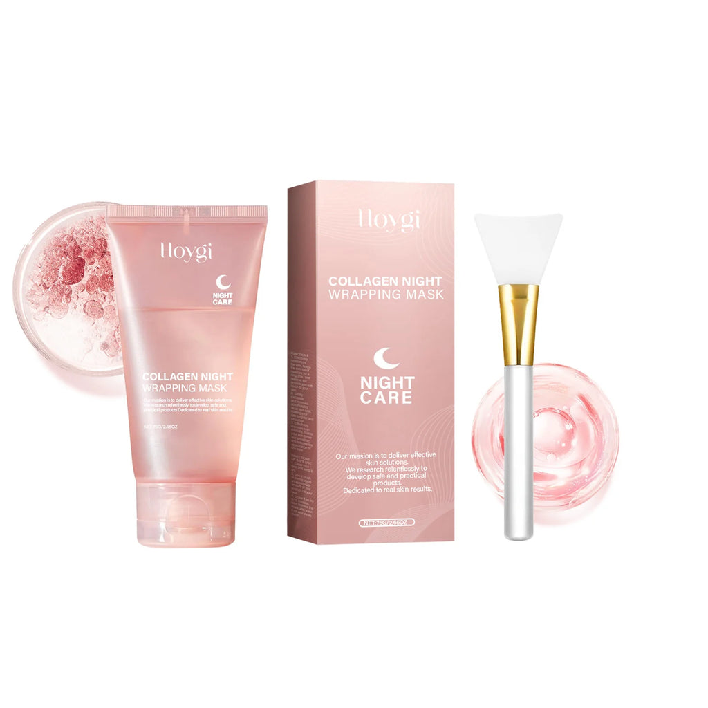 Collagen Night Wrapping Mask Moisturizing Firming Peel-Off Mask Gel Face Deep Cleansing Pores Hydrating Brightening Facial Mask Oasis Select 1Pcs
