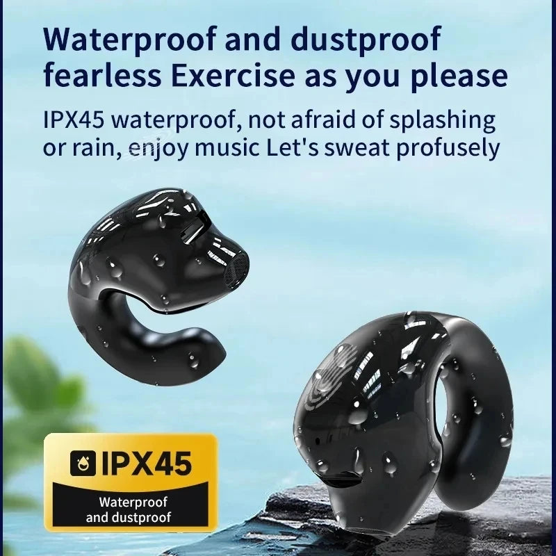 Wireless Ear Clip on Headphones TWS Bluetooth 5.3 Earphones Single in-Ear HiFi Stereo Touch Control Sports Headset with Mic Oasis Select
