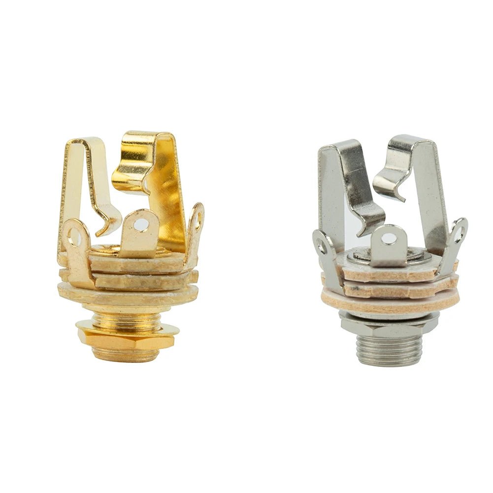 6.35mm Electric Guitar Jacks 3 Pole Stereo Panel Mount Plug Sockets Connector Guitar Jack For Active Pickups Guitar Bass Stereo Oasis Select