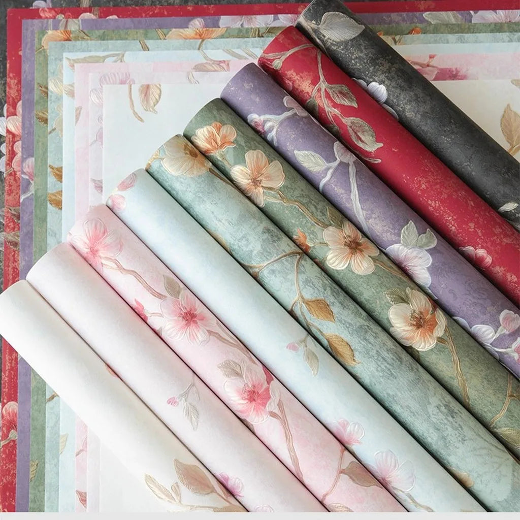 10piece 53cm Advanced Embossed Gilded Flower Paper Atmosphere Art Paper Bouquet Wrapping Floral Paper Gifts Flower 3D decor Shee Oasis Select