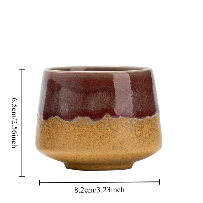 1pcs Coarse Ceramic Espresso Cup Creative Ceramic Water Cup Kiln Transformed Mug Light Luxury Retro High Aesthetic Value Oasis Select Flowing glaze brown <200ml