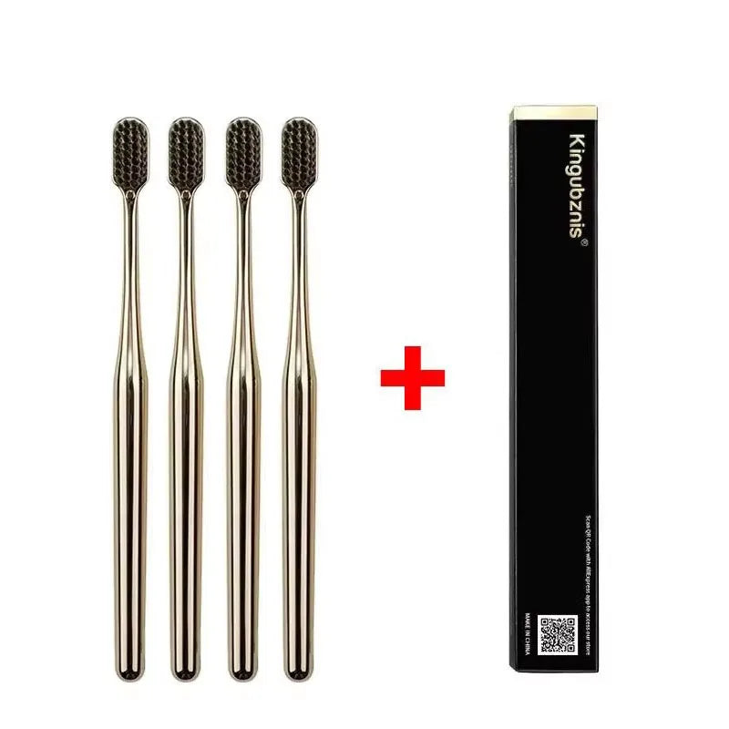 4/1pcs Luxury Soft Toothbrush Men Women Adult Tooth Brush Gold Silver Dental Brushes Elegance Gentle Toothbrushes Drop Shipping Oasis Select GB-4pcs