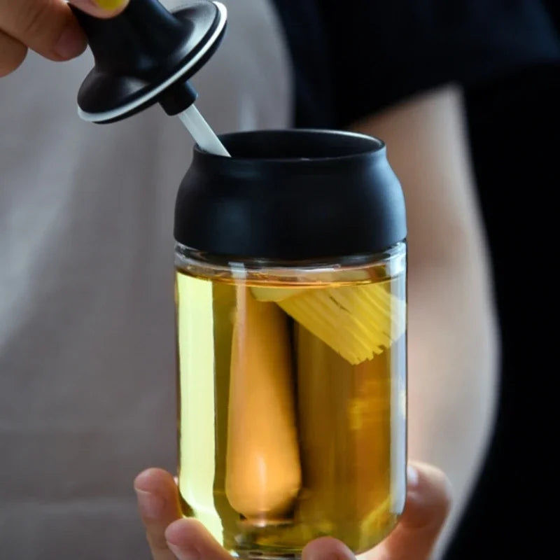 250ML Oil Bottle Moisture-proof with Lid Spoon Pepper Jar Salt Shaker Multi-purpose Combination Glass Kitchen Seasoning Bottle Oasis Select