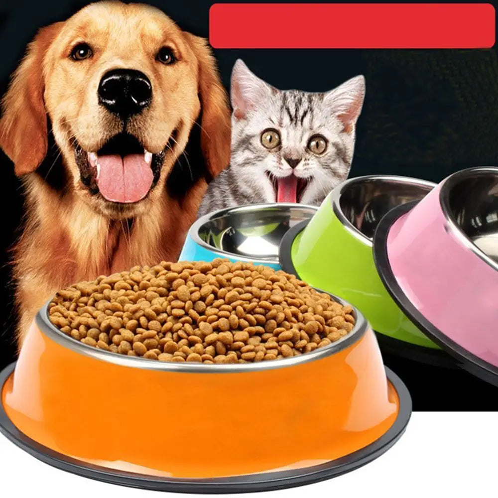Stainless Cat Bowls Pet Steel Bowl Set Food Water Bowl for Dogs and Cats Anti-skid Cats Supplies Oasis Select
