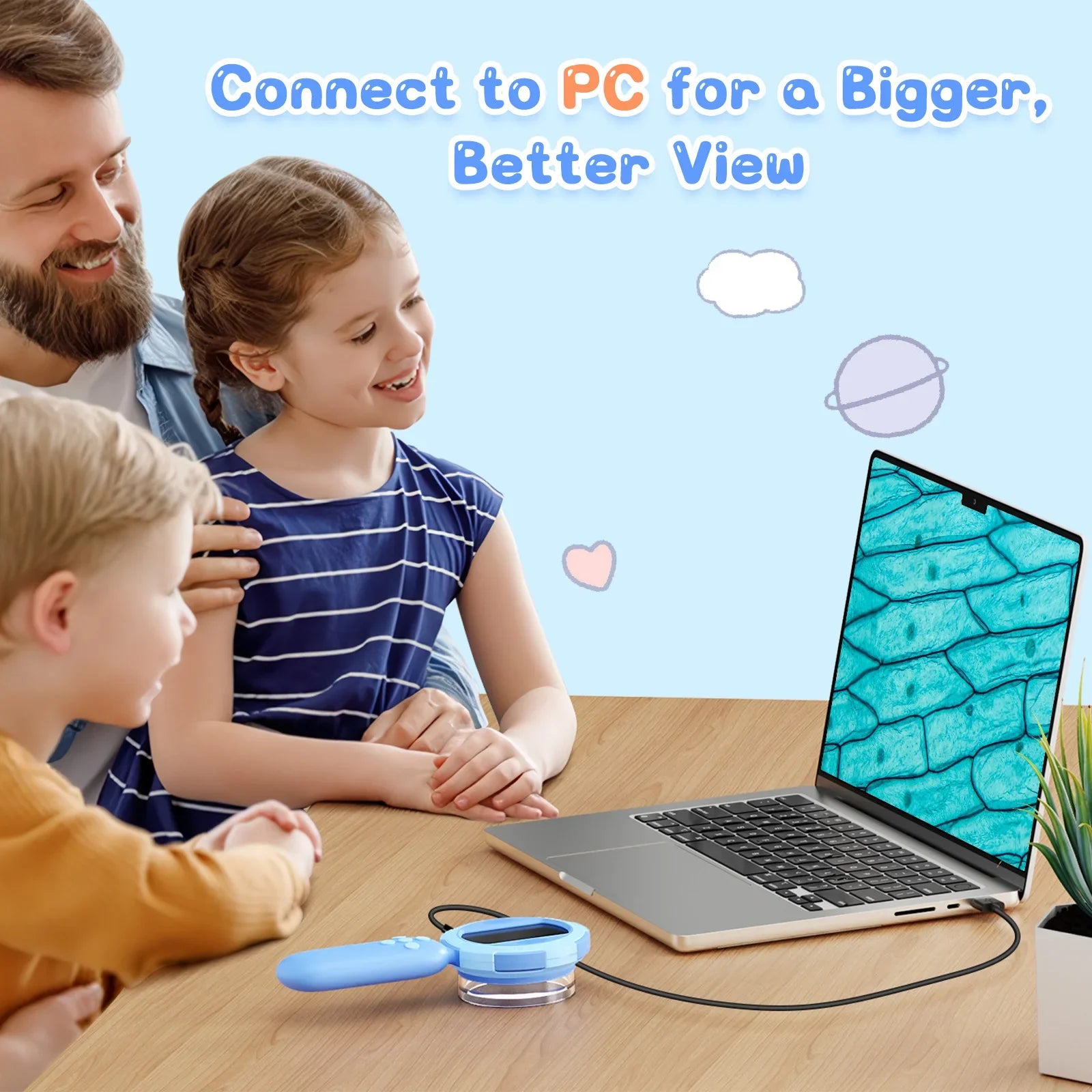Kids Digital Microscope 1000X 2inch IPS Handheld Microscope for Kids with 8 Leds Mini Magnifying Glass Christmas Birthday Gift Oasis Select