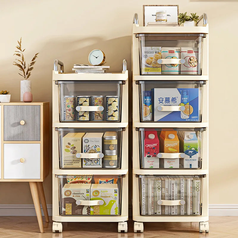 Household multi-functional movable dust storage cabinet, living room trolley, cream wind rack, drawer storage cabinet Oasis Select