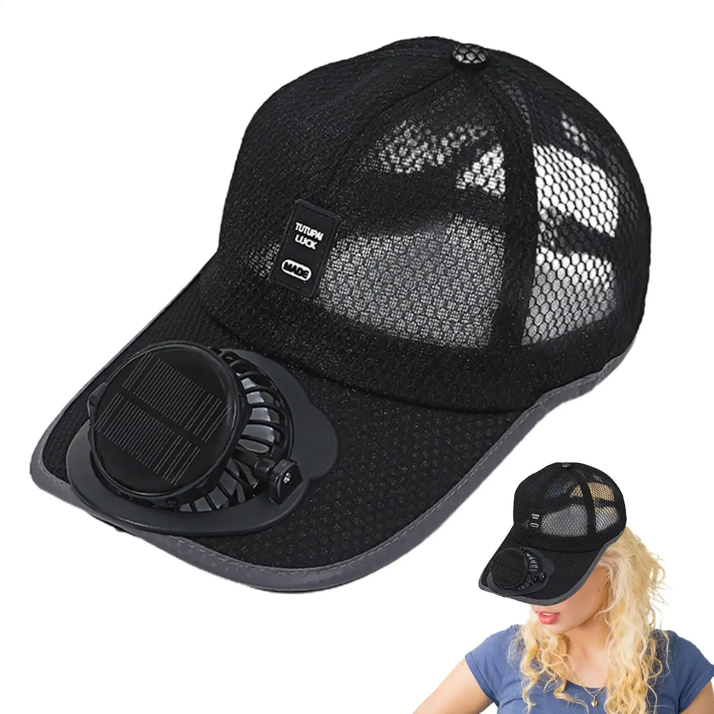 Solar Powered Cap with Fan Summer Breathable Mesh Sun Protection Outdoor Baseball Hat for Men USB Rechargeable Cooling Headwear Oasis Select
