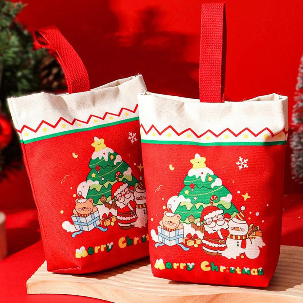 Christmas Canvas Gift Bag – Candy & Snack Tote | Holiday Bag