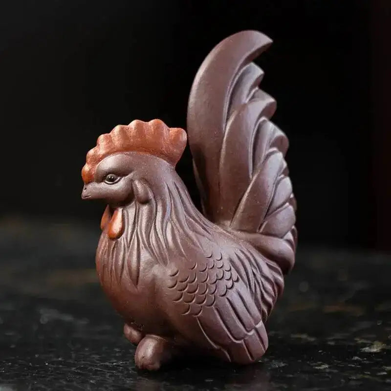 Yixing Zisha Tea Pet Zodiac Rooster Ornament Handmade Rooster Sculpture Tea Set Accessories Purple Clay Good Luck and Oasis Select