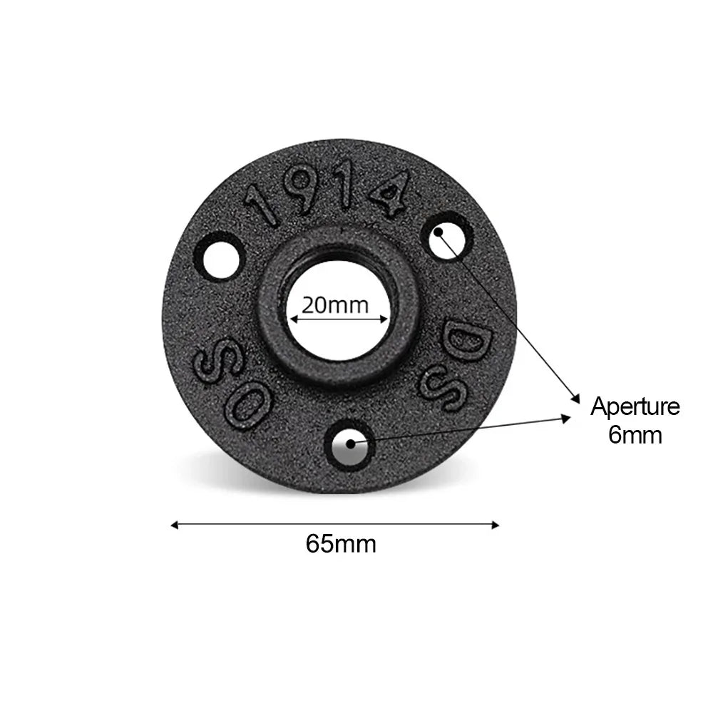 New Painted Floor Flange Black With Threaded Hole Iron Pipe Flange Industrial Vintage style Pipe Fittings Home Oasis Select 3 holes 1-2-- 16mm