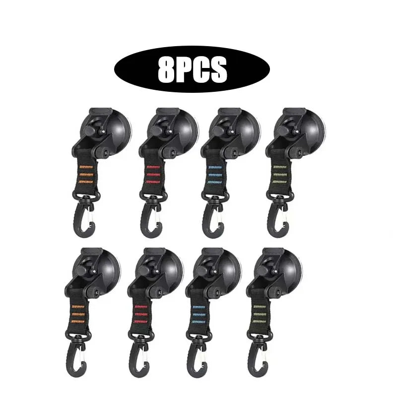 Outdoor Camping Car Tent Suction Cup Buckle Portable Suction Cup Hook Tent Hook Sun Protection Rain Cover Car Window Suction Cup Oasis Select 8pcs-MIX