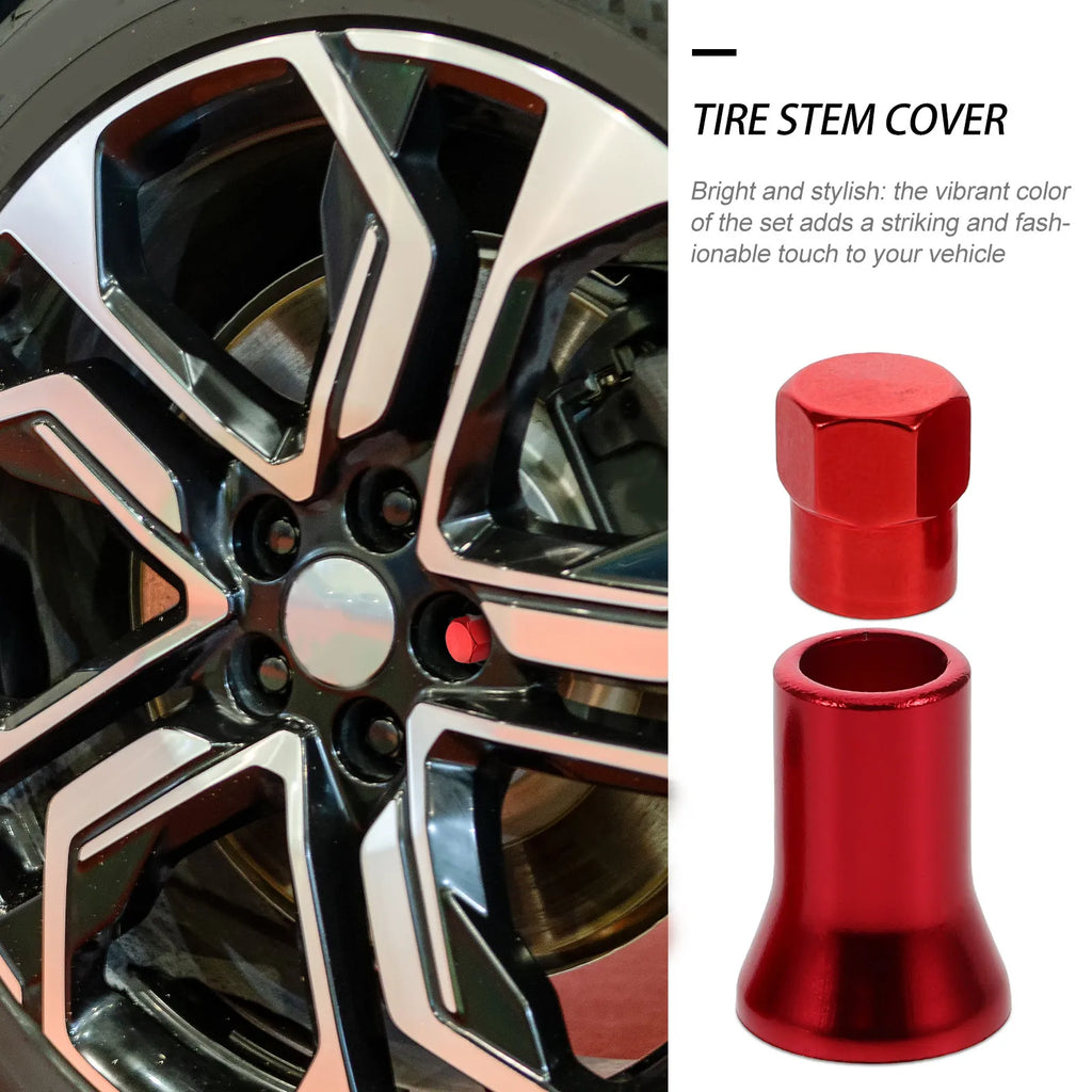 8 Pcs Red Rubber Tire Valve Stem Caps With Sleeves Decorative Car Rim Valve Caps Truck Wheel Air Valve Covers Barrel Oasis Select