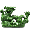 4 inches Wooden Chinese Feng Shui Dragon Statue for Office Home Tabletop Decor Fortune 2024 New Year Decoration Ornaments Oasis Select Green