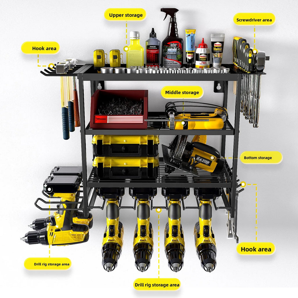 Multi-layer power tool storage rack Wall-mounted hand drill tool rack Garage screwdriver bracket Tool storage rack Oasis Select
