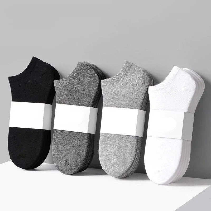 1-20pairs Wholesale Unisex Socks, Breathable Sports Socks, Solid Color Boat Socks, Comfortable Cotton Ankle Socks, White Oasis Select