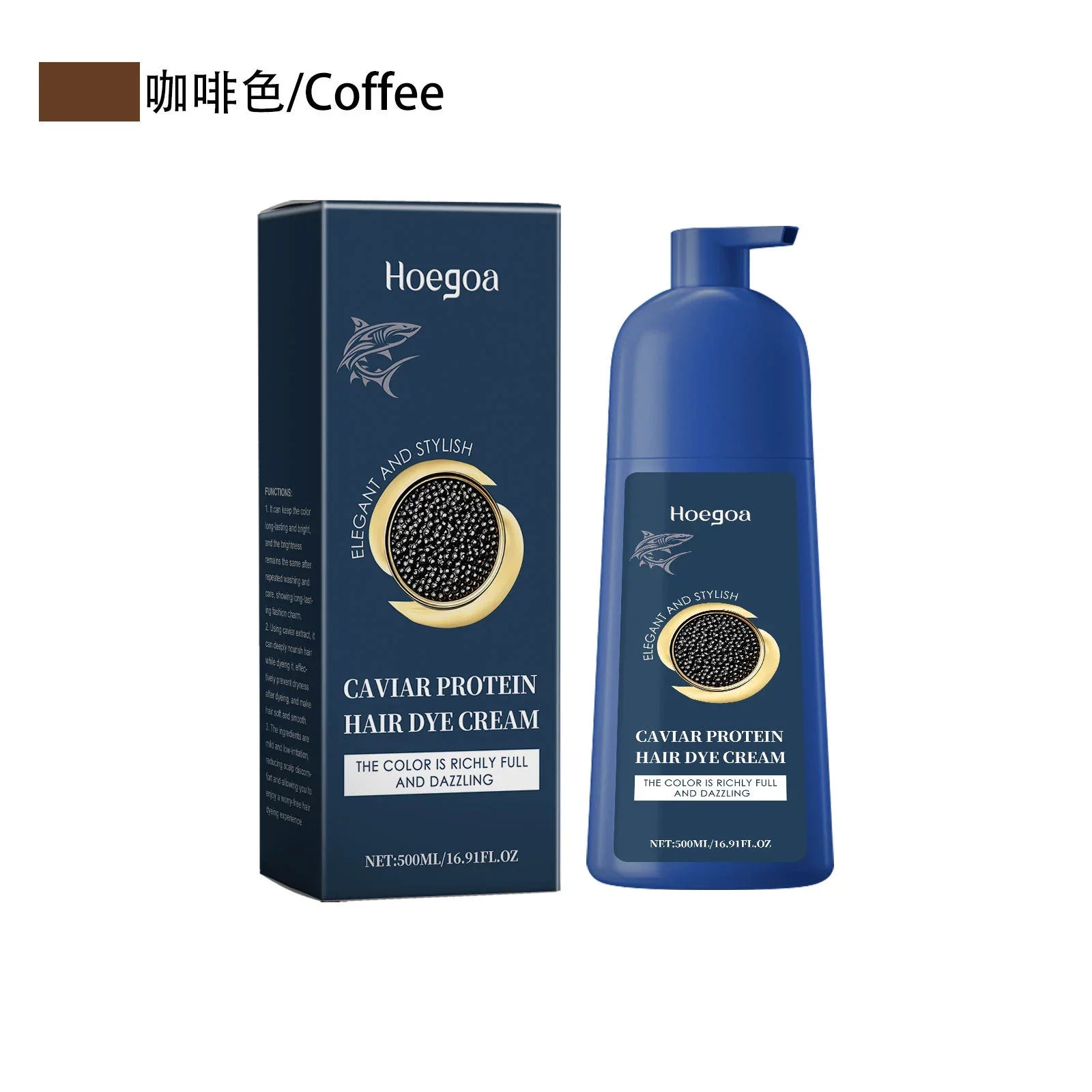 HOEGOA Caviar Protein Hair Color Shampoo Black Brown 500ml