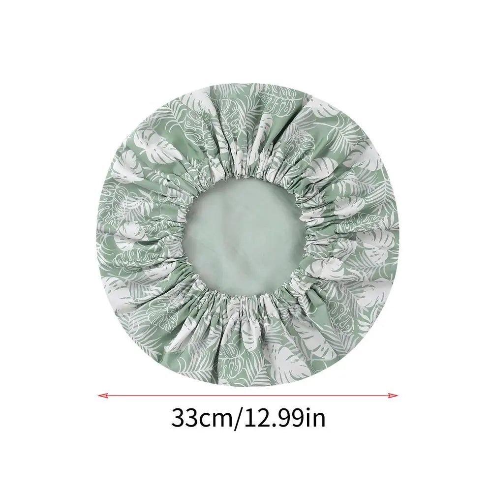 1PC Double Layer Shower Caps Printed Bonnet, Waterproof Bath Caps Reusable Shower Caps Hair Hat For Women Ladies Home Spa Salon Oasis Select Green