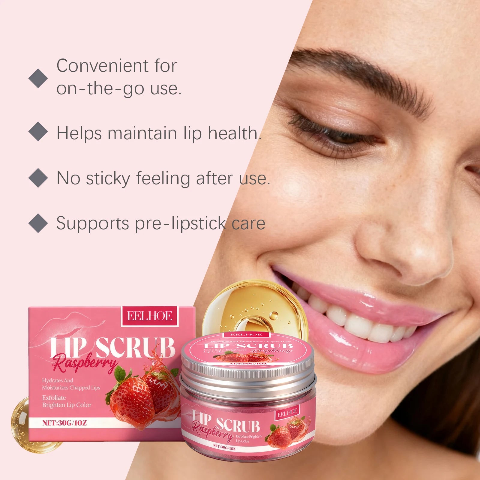 Strawberry Lip Scrub Exfoliating Preventing Drying Cracking Improve Dullness Remove Dead Skin Moisturizing Brightening Lip Care Oasis Select
