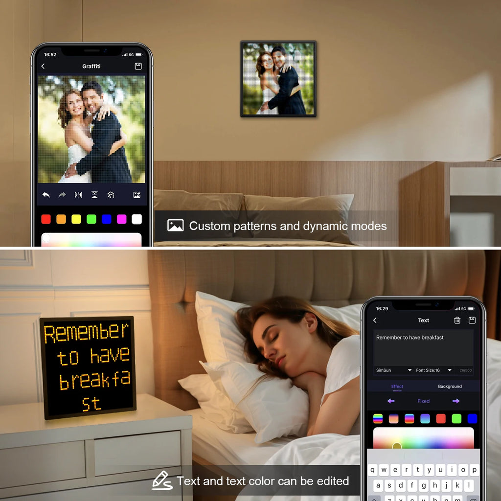 Programmable Pixel Art Display Bluetooth APP Control Creative Pixel Screen 32x32 Advertising Light 5V USB RGB LED Matrix Panel Oasis Select