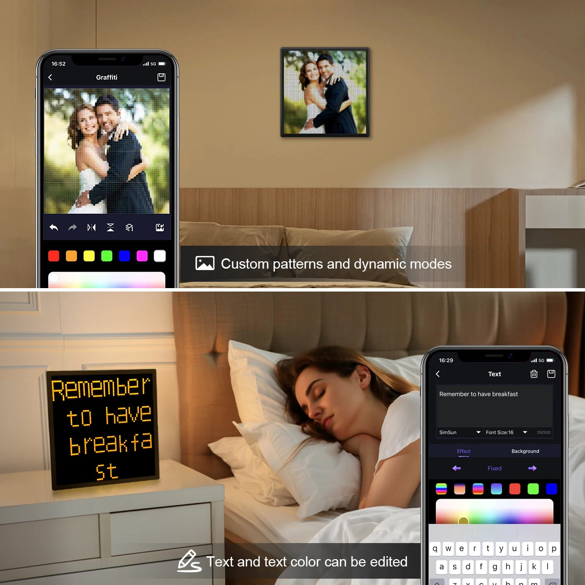 Programmable Pixel Art Display Bluetooth APP Control Creative Pixel Screen 32x32 Advertising Light 5V USB RGB LED Matrix Panel Oasis Select