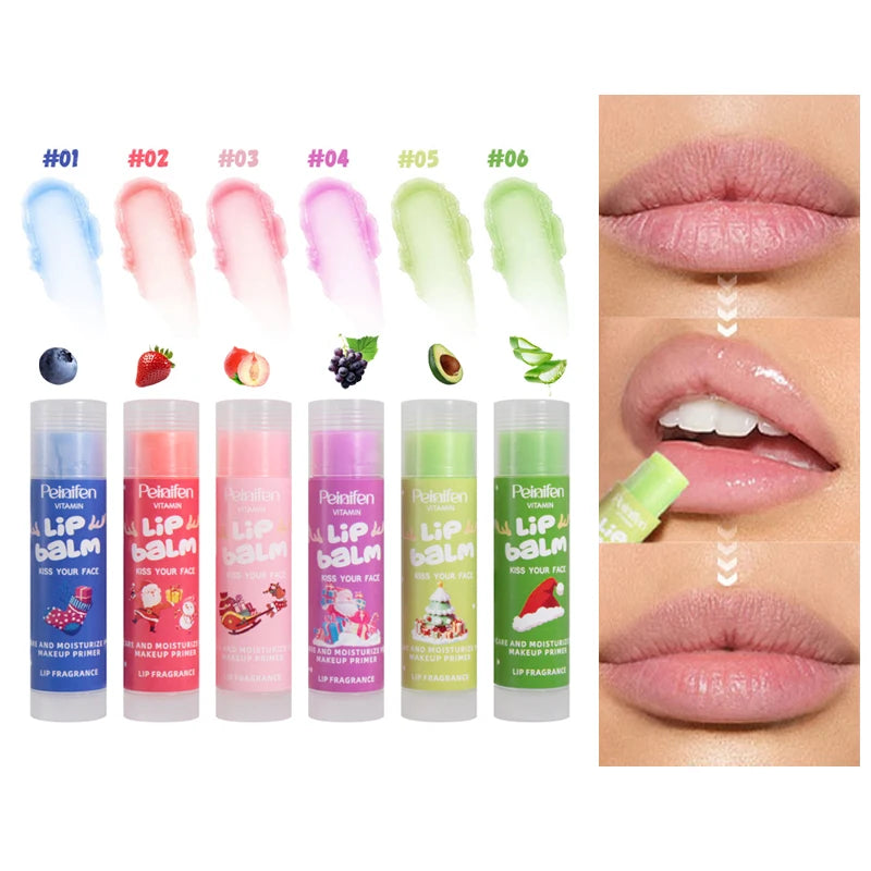 PEINIFEN 6-Pack Fruit Lip Balm Set – Moisturizing & Long-Lasting Lip Balm Set Oasis Select 6pcs