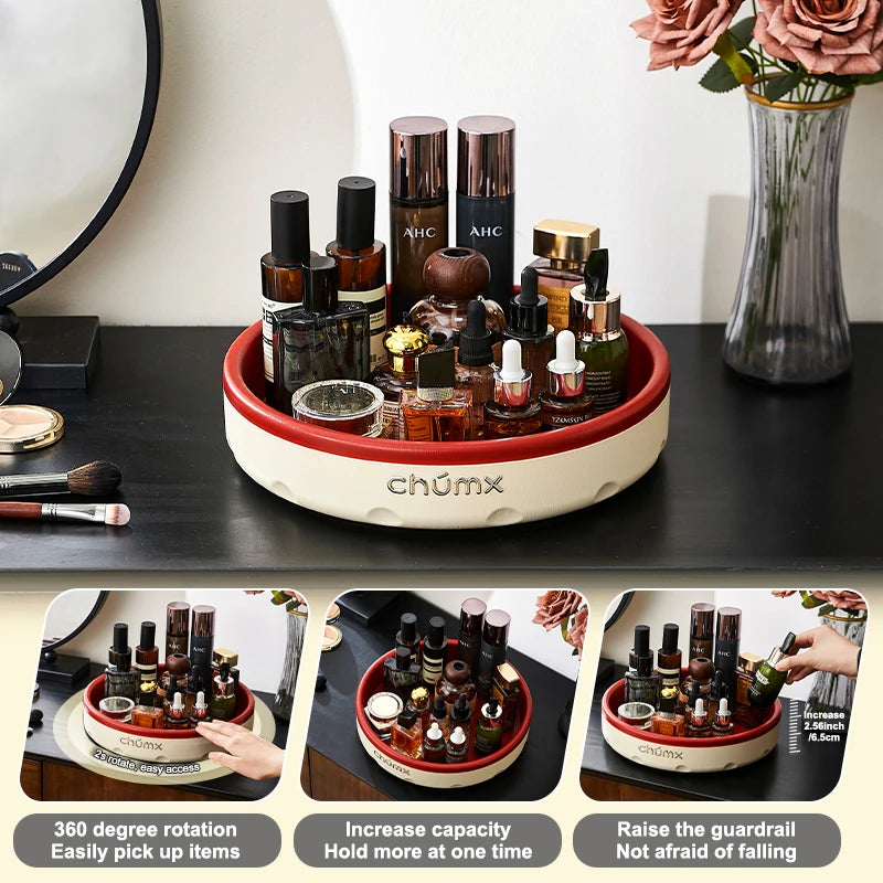 Desktop storage box, 360-degree rotating makeup organizer, perfect for bedrooms, living rooms, and bathrooms, stylish design Oasis Select