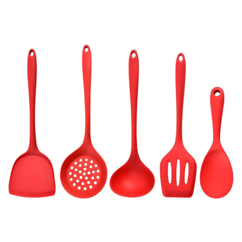 Silicone Kitchen Utensil Set, Food-grade Silicone, Including A Soup Ladle, Spatula, Rice Spoon, And Mixing Spoon Oasis Select Red