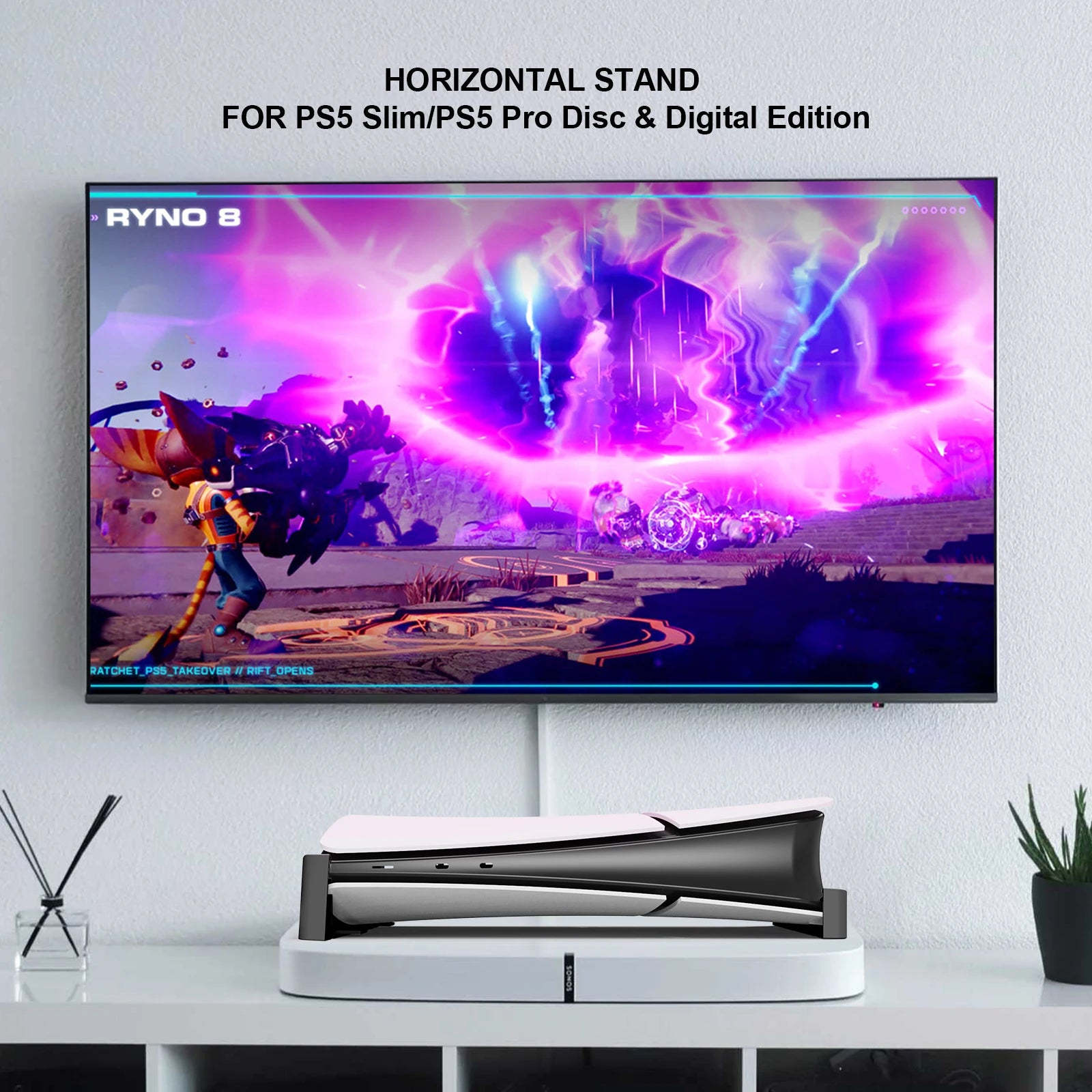 PS5 Slim & Pro Horizontal Stand – Sturdy ABS Console Cradle
