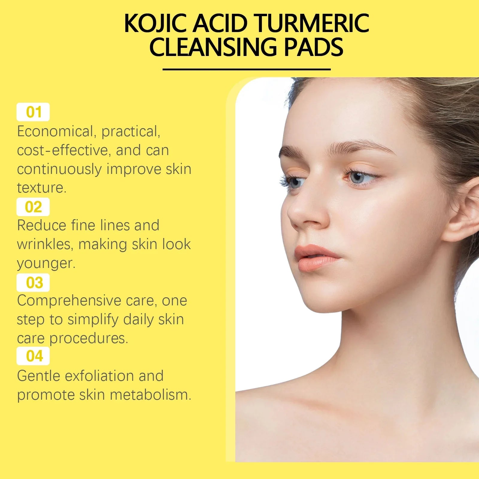 Turmeric Kojic Acid Cleansing Pads Exfoliating Pads Removing Dead Skin Shrink Pores Smooth Brightening Skin Face Cleansing Oasis Select