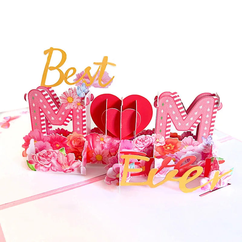 3D Pop-Up Greeting Card with Envelope Mothers Day Gift for Mom Thanksgiving Perfect Floral Heart Design Surprise Keepsake Oasis Select