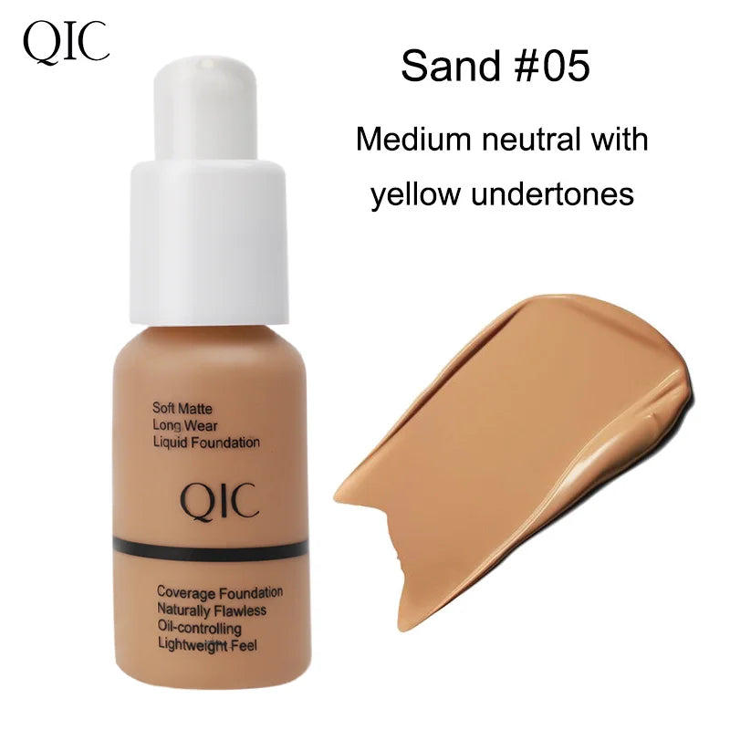 QIC Matte Liquid Foundation – Waterproof, Oil-Control, 5 Shades
